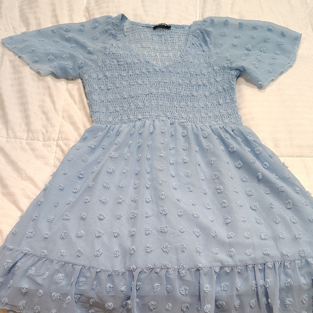 4/$50 Bump Friendly Blue Textured Dress